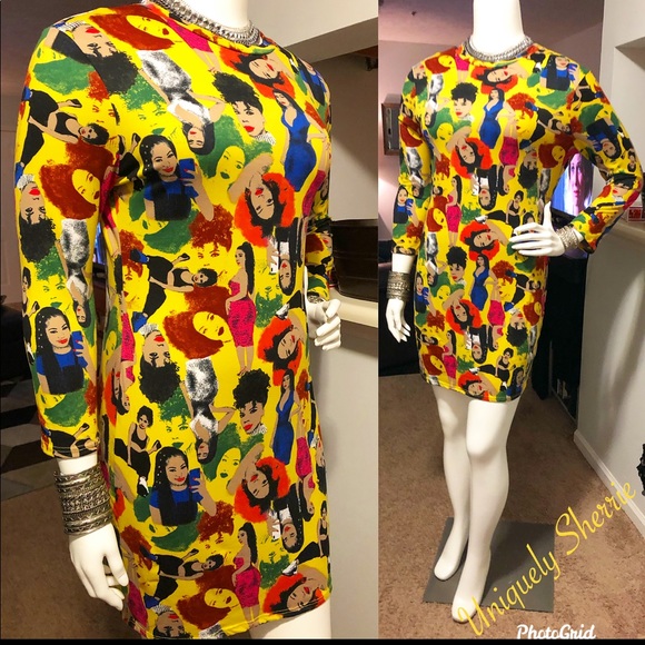 Cacia Dresses & Skirts - Plus ‘People Print’ Fitted Dress